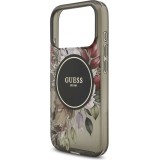 iPhone 17 Pro Case Hülle - Guess IML Blumen mit Handgelenk-Kette, kompatibel mit MagSafe, elegante und trendige Schutzhülle - Schwarz