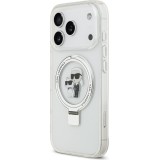 iPhone 17 Pro Case Hülle - Karl Lagerfeld Choupette MagSafe Ringständer mit Halterung - Weiß