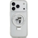 iPhone 17 Pro Case Hülle - Karl Lagerfeld Choupette MagSafe Ringständer mit Halterung - Weiß