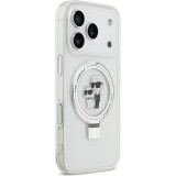iPhone 17 Pro Case Hülle - Karl Lagerfeld Choupette MagSafe Ringständer mit Halterung - Weiß