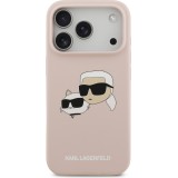 iPhone 17 Pro Hülle – Karl Lagerfeld Liquid aus Silikon mit Karl- und Choupette-Design, kompatibel mit MagSafe – Rosa