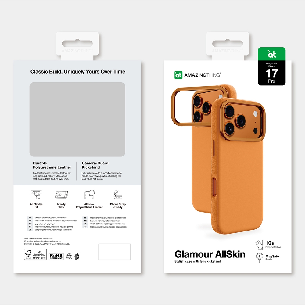 iPhone 17 Pro Max Case H&uuml;lle - AmazingThing Glamour AllSkin MagSafe mit Kamerahalterung - Orange