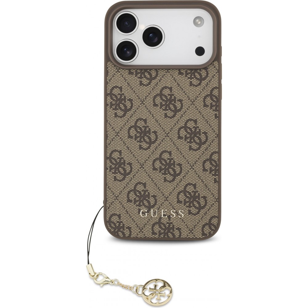 iPhone 17 Pro Max Case Hülle - Guess 4G Charm Elegante Schutz Raffiniertes Design Trendaccessoire - Braun