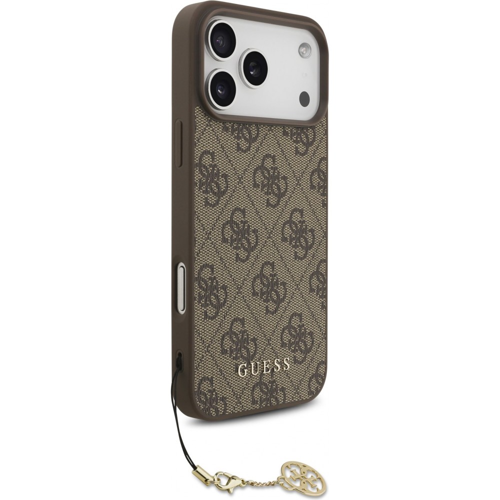 iPhone 17 Pro Max Case Hülle - Guess 4G Charm Elegante Schutz Raffiniertes Design Trendaccessoire - Braun