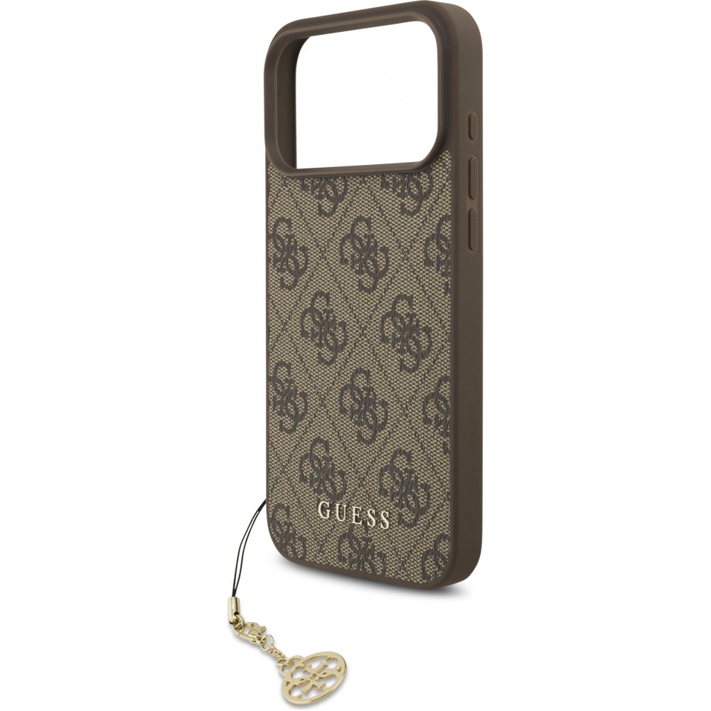 iPhone 17 Pro Max Case Hülle - Guess 4G Charm Elegante Schutz Raffiniertes Design Trendaccessoire - Braun