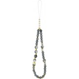 Coque iPhone 17 Pro Max - Guess IML fleurs avec chaîne poignet compatible MagSafe protection élégante et tendance - Noir