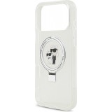 iPhone 17 Pro Max Case Hülle - Karl Lagerfeld Choupette MagSafe Ringstand mit Halterung - Weiß