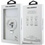 iPhone 17 Pro Max Case Hülle - Karl Lagerfeld Choupette MagSafe Ringstand mit Halterung - Weiß