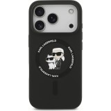 iPhone 17 Pro Max Case H&uuml;lle - Karl Lagerfeld Silikonh&uuml;lle mit Karl und Choupette Design MagSafe-kompatibel - Schwarz