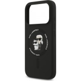 iPhone 17 Pro Max Case H&uuml;lle - Karl Lagerfeld Silikonh&uuml;lle mit Karl und Choupette Design MagSafe-kompatibel - Schwarz