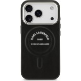 Coque iPhone 17 Pro Max - Karl Lagerfeld PU RSG Logo MagSafe élégante et protectrice - Noir