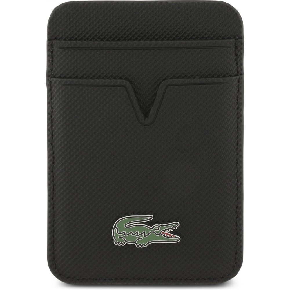 Coque iPhone 17 Pro Max - Lacoste Iconic Petit Pique MagSafe avec portefeuille magn&eacute;tique - Noir
