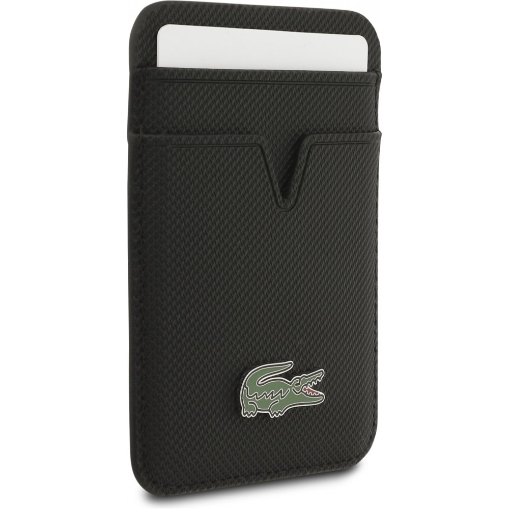Coque iPhone 17 Pro Max - Lacoste Iconic Petit Pique MagSafe avec portefeuille magn&eacute;tique - Noir