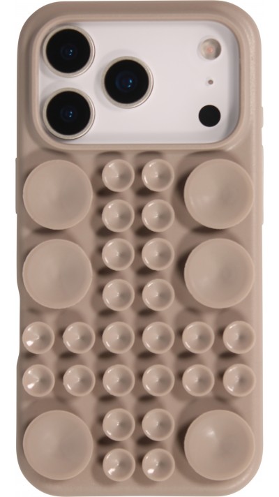 iPhone 17 Pro Case Hülle - Pastellfarbene Wandhalterung mit Saugnapf für glatte Oberflächen - Braun