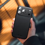 Hülle iPhone 17 Pro - Qialino Echtleder (MagSafe kompatibel) - Schwarz