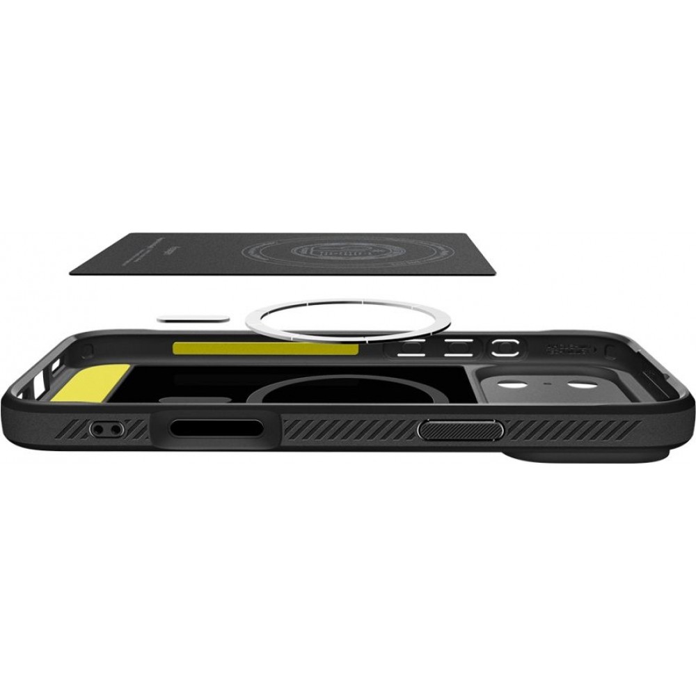 iPhone 17 Pro Case Hülle - Spigen Rugged Armor MagFit MagSafe kompatibel robust und langlebig - Schwarz