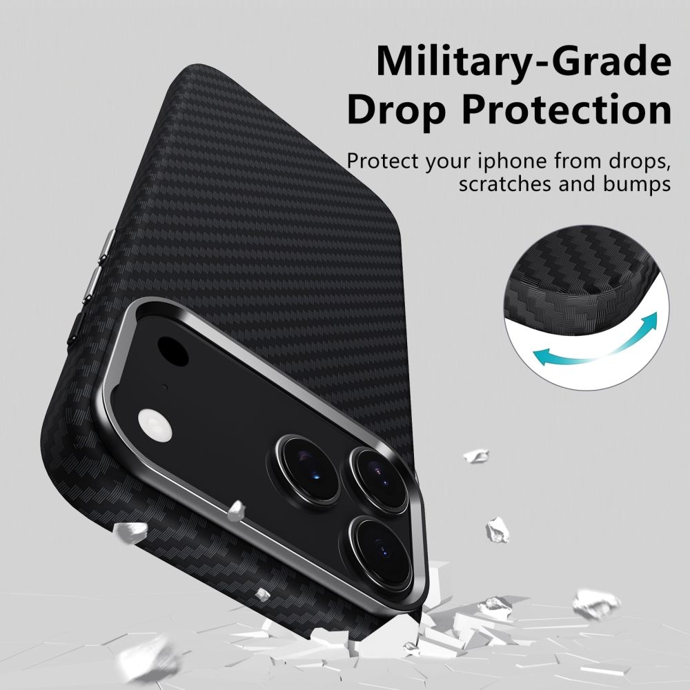 iPhone 17 Pro Case Hülle - Tech-Protect Ion Carbon MagSafe-kompatibel, langlebig und leicht - Silber
