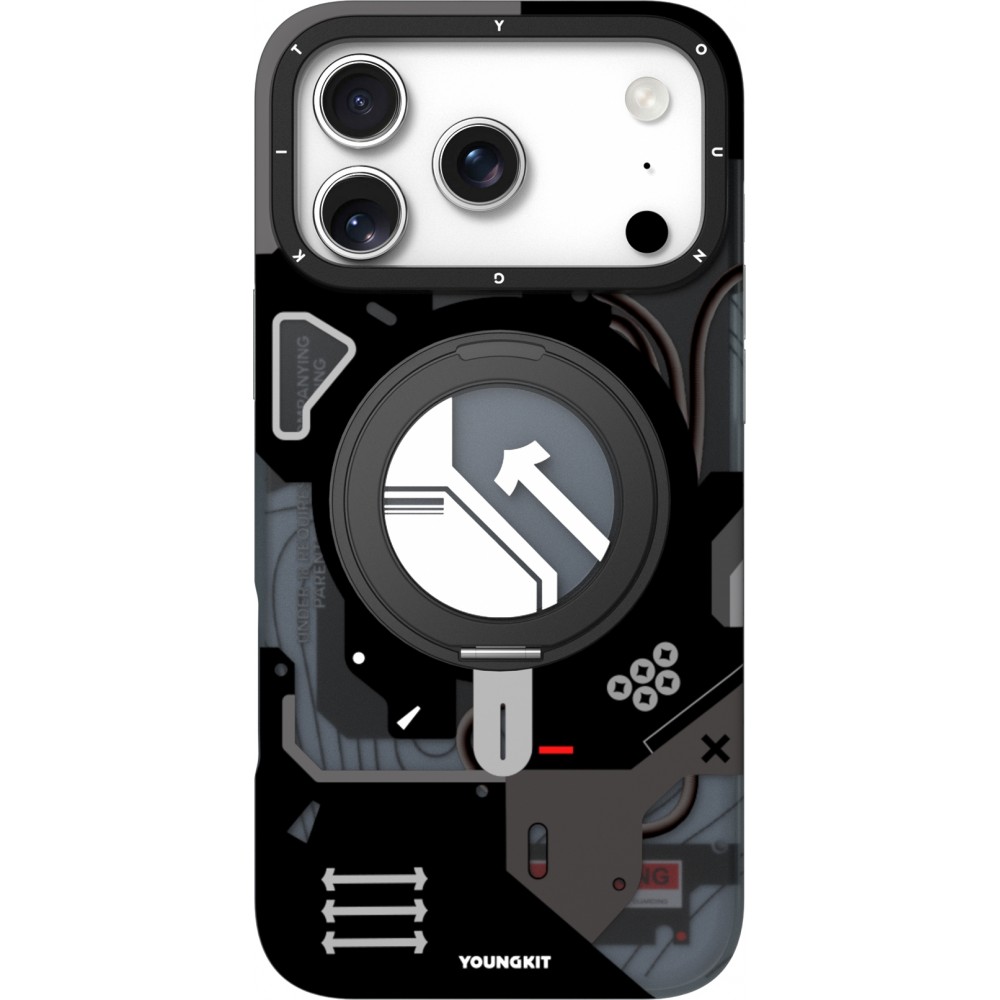 Coque iPhone 17 Pro - Youngkit Starship avec anneau stand 360° MagSafe - Noir