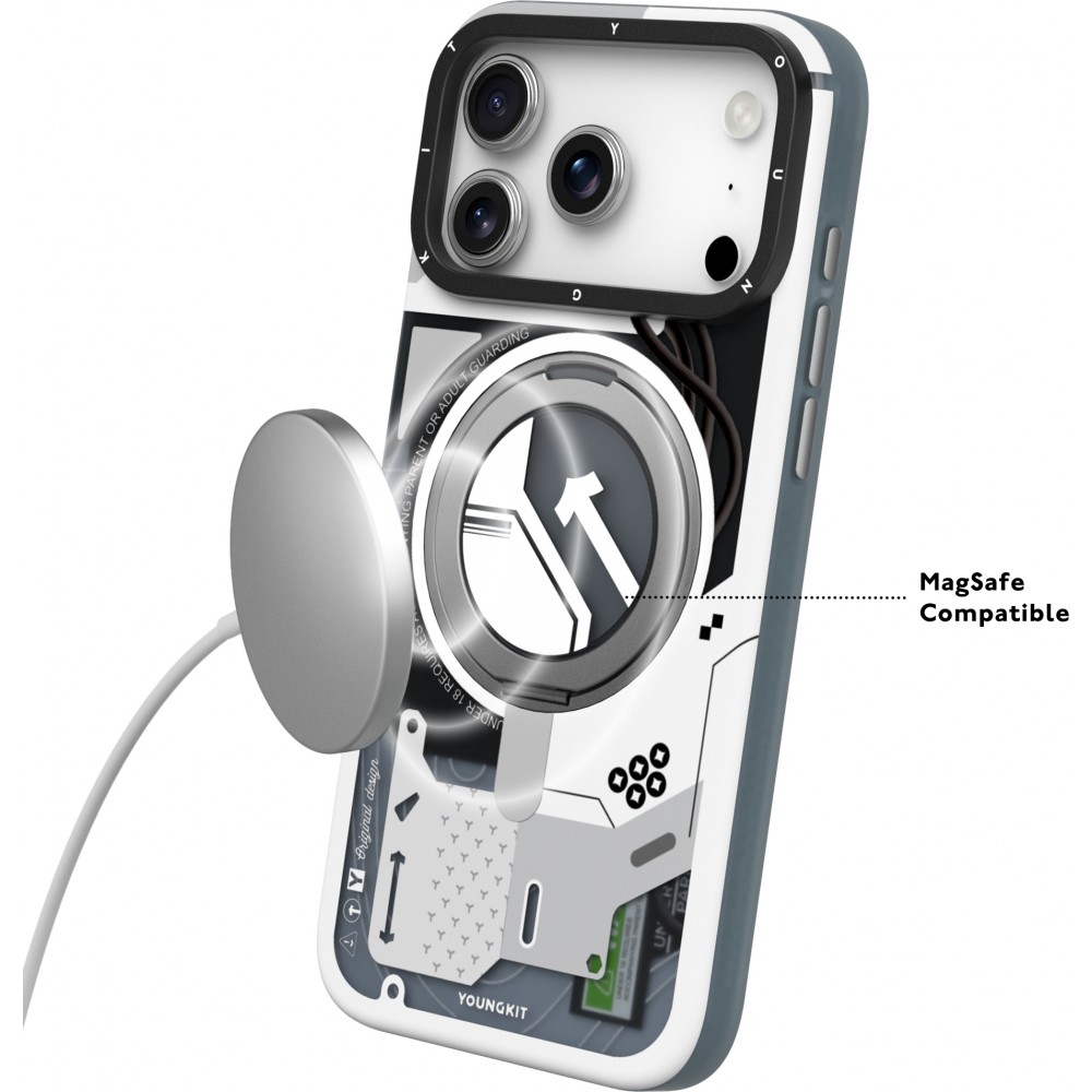 Coque iPhone 17 Pro - Youngkit Starship avec anneau stand 360° MagSafe - Noir