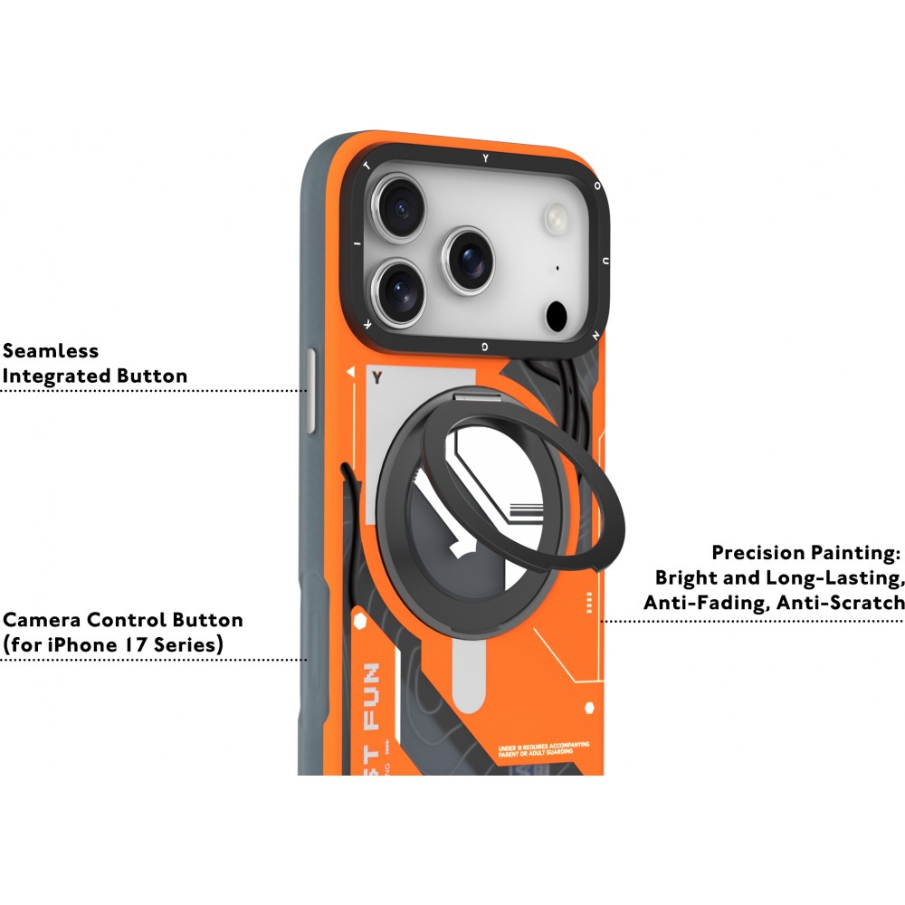 Coque iPhone 17 Pro - Youngkit Starship avec anneau stand 360° MagSafe - Noir