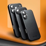 Hülle iPhone 17 - Qialino Echtleder (MagSafe kompatibel) - Schwarz