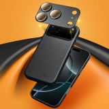 Hülle iPhone 17 - Qialino Echtleder (MagSafe kompatibel) - Schwarz