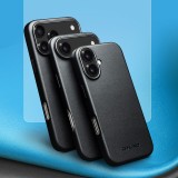 Hülle iPhone 17 - Qialino Echtleder (MagSafe kompatibel) - Schwarz