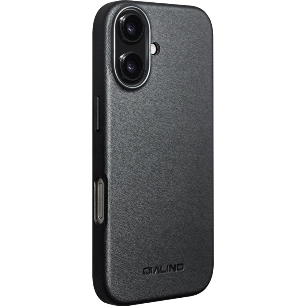 Hülle iPhone 17 - Qialino Echtleder (MagSafe kompatibel) - Schwarz