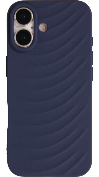 iPhone 17 Case H&uuml;lle - Wellenstruktur aus flexiblem Silikon im originalen minimalistischen Stil - Blau