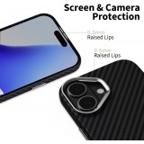 iPhone 17 Case H&uuml;lle - Tech-Protect Ion Carbon MagSafe kompatibel, leicht und langlebig - Silber