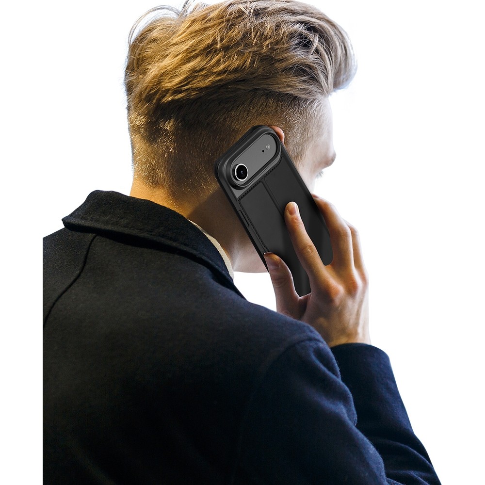 iPhone Air Case Hülle - Dux Ducis Skin Pro - Flexibles PU und TPU Kunstleder mit Kartenfach und Klappe - Schwarz