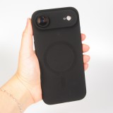 iPhone Air Case Hülle - Gummi weich mit Kameraschutzglas MagSafe - Schwarz