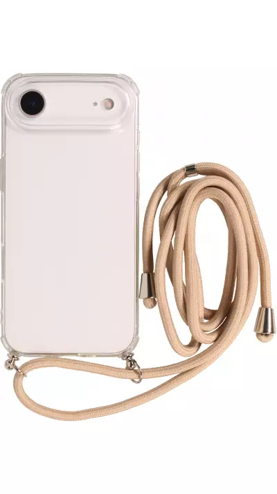 Coque iPhone Air - Gel transparent avec lacet beige