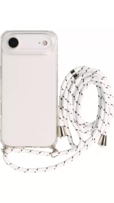 Coque iPhone Air - Gel transparent avec lacet - Blanc tacheté