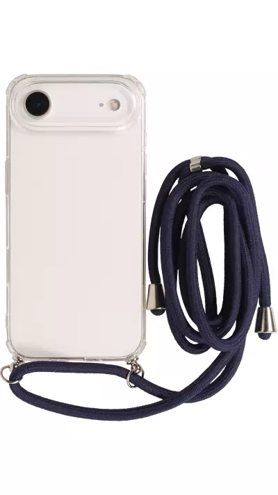 Coque iPhone Air - Gel transparent avec lacet - Bleu