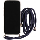 Hülle iPhone Air - Gummi transparent mit Seil blau