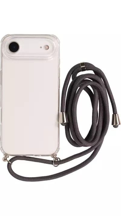 Coque iPhone Air - Gel transparent avec lacet - Gris