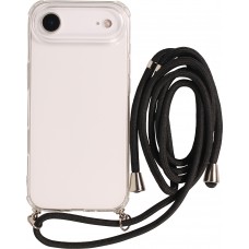 Hülle iPhone Air - Gummi transparent mit Seil - Schwarz