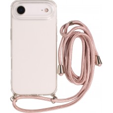 Coque iPhone Air - Gel transparent avec lacet or - Rose