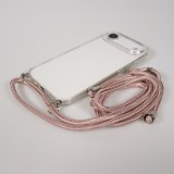 Coque iPhone Air - Gel transparent avec lacet or - Rose