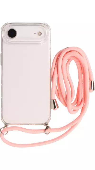 Coque iPhone Air - Gel transparent avec lacet - Rose