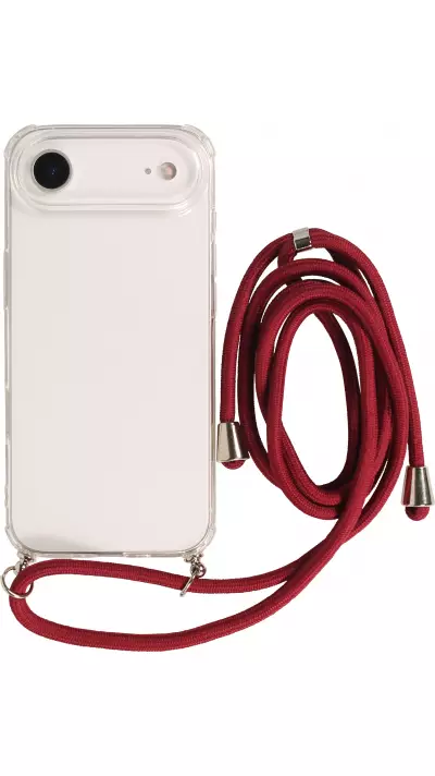 Coque iPhone Air - Gel transparent avec lacet - Rouge
