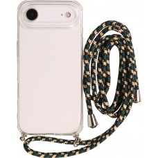 Coque iPhone Air - Gel transparent bumper avec lacet - Vert / or