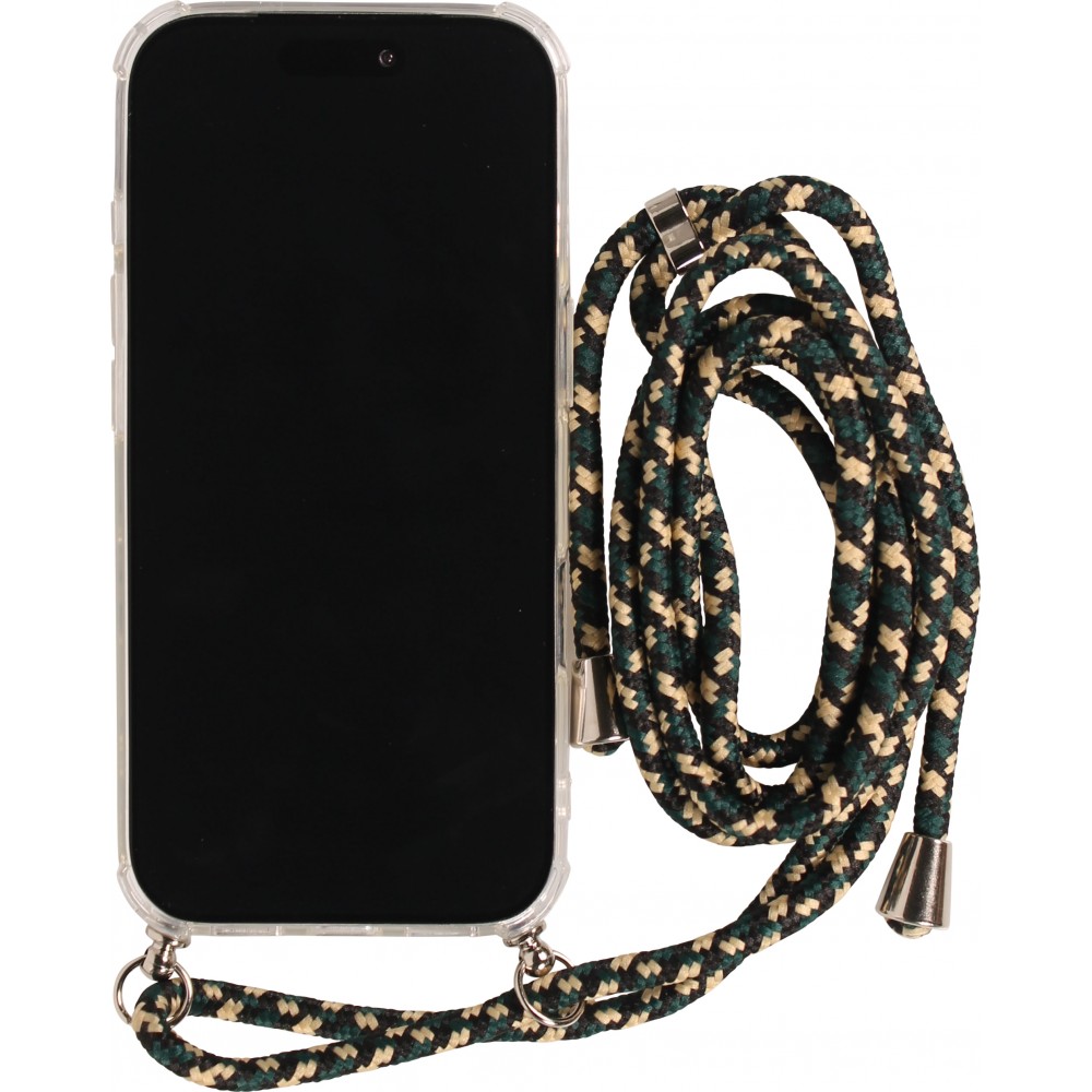 Coque iPhone Air - Gel transparent bumper avec lacet - Vert / or