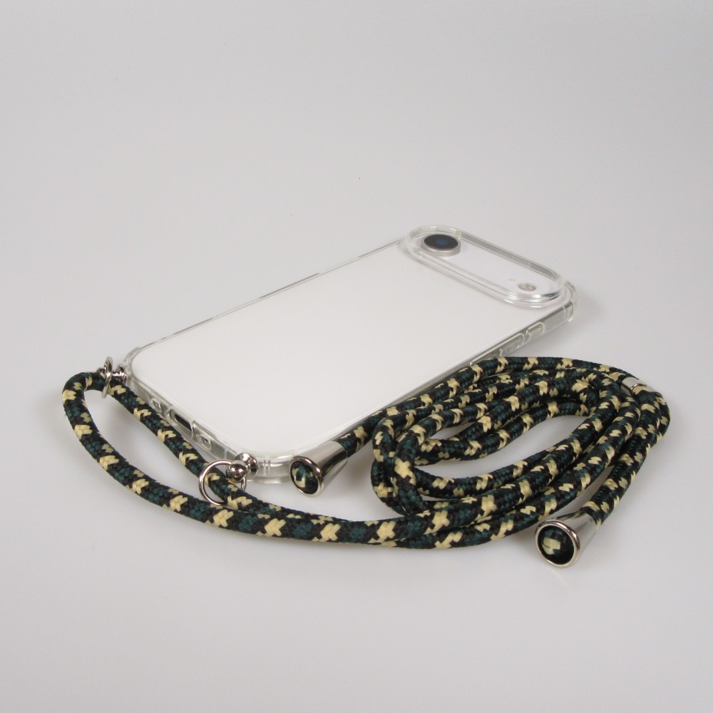 Coque iPhone Air - Gel transparent bumper avec lacet - Vert / or