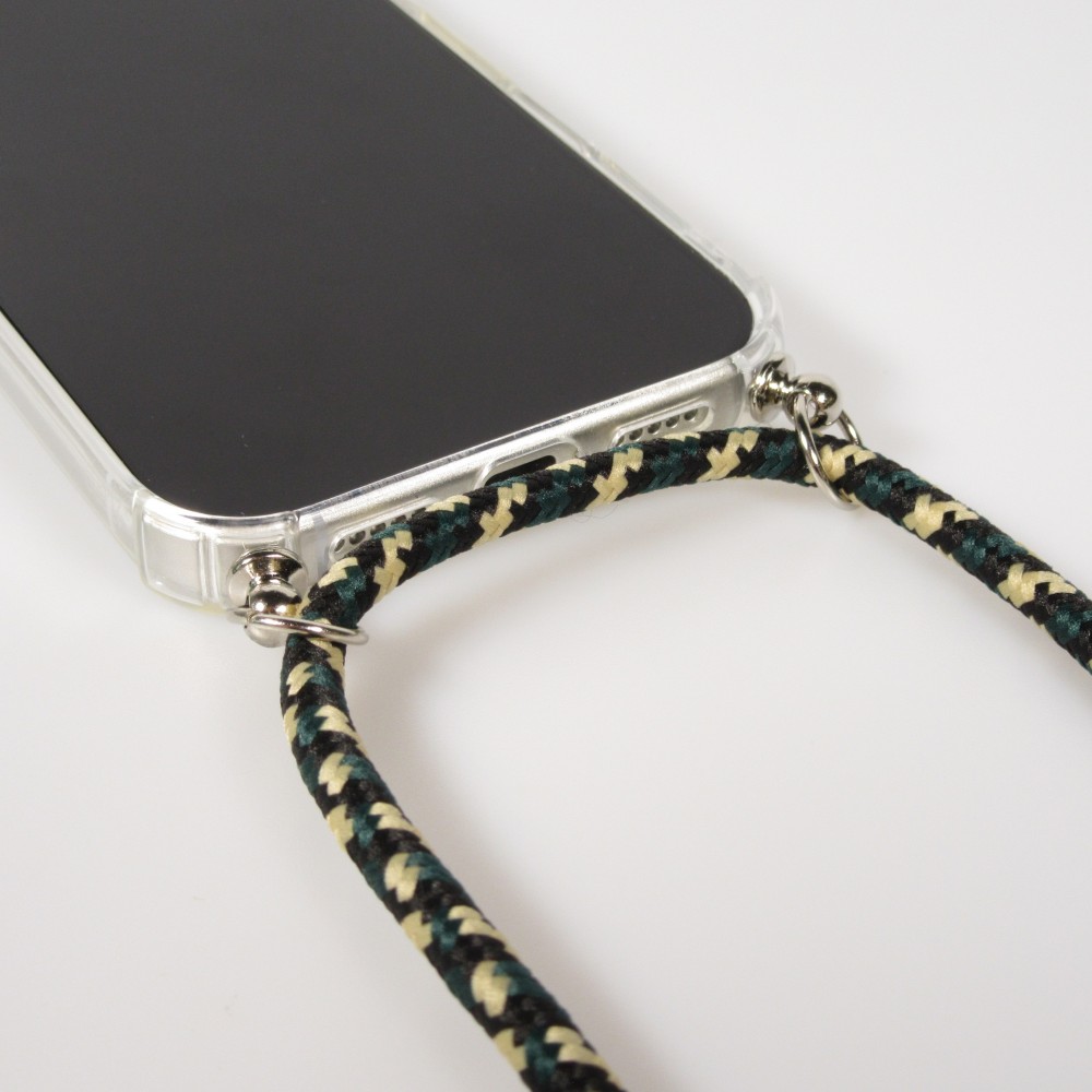 Coque iPhone Air - Gel transparent bumper avec lacet - Vert / or