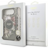 iPhone Air Case Hülle - Guess IML Blumen mit Handgelenk-Kette, kompatibel mit MagSafe elegante und trendige Schutzhülle - Schwarz
