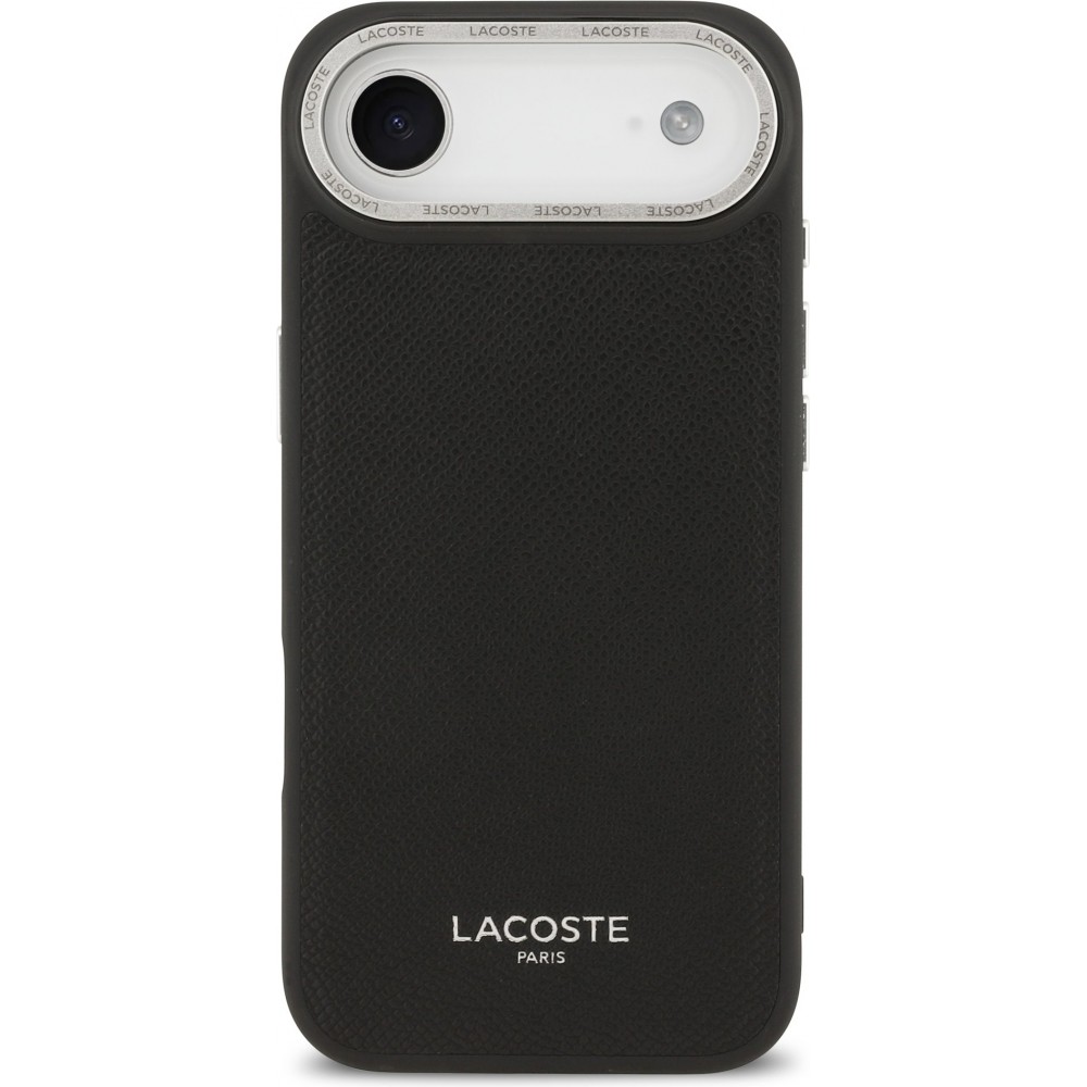 iPhone Air Case Hülle - Lacoste PU Leder Champs Elysees MagSafe elegante und langlebige Schutzhülle - Schwarz
