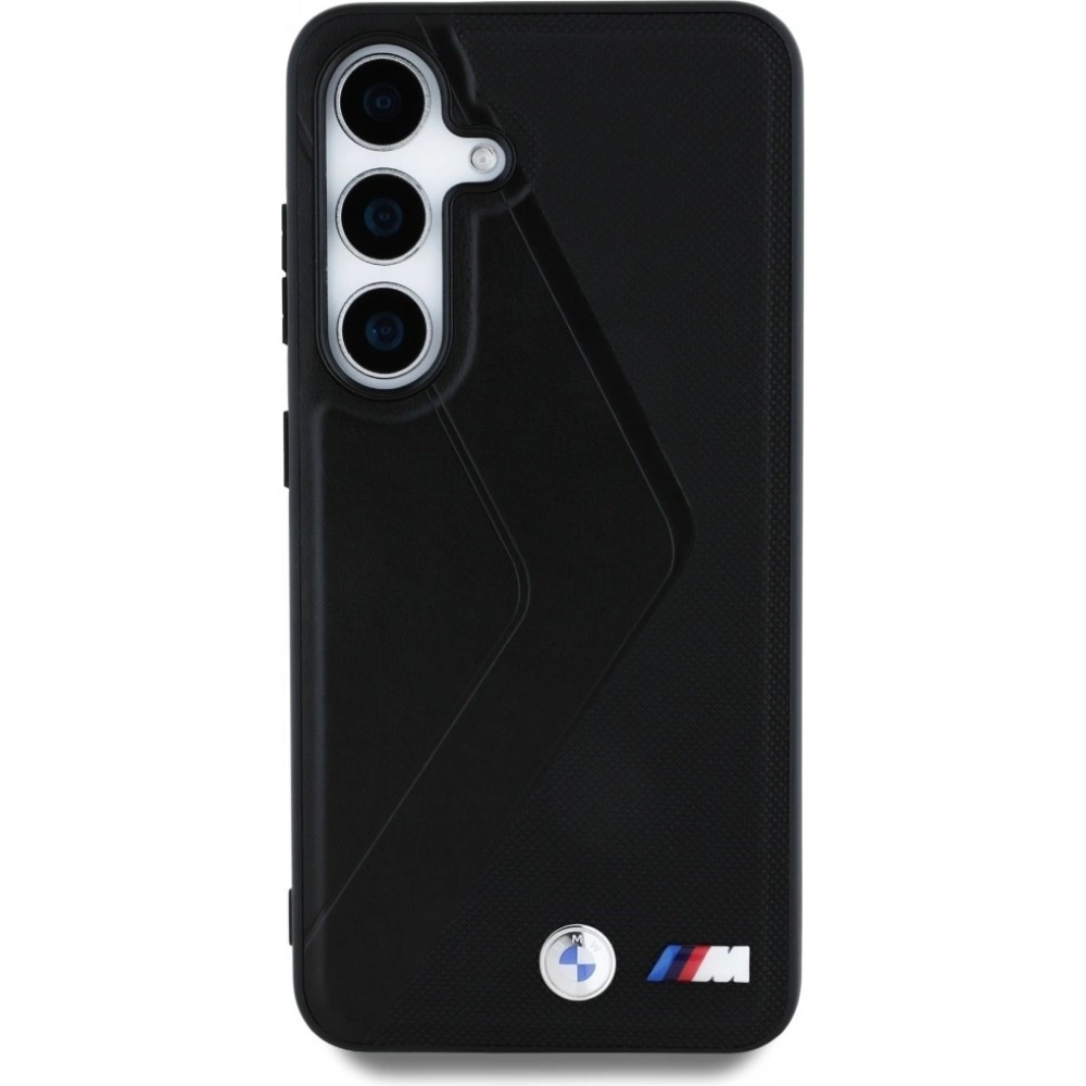 Galaxy S25 Case Hülle - BMW Oversized Lederhülle mit MagSafe-kompatiblen Streifen - Schwarz