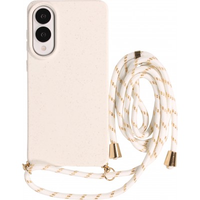 Samsung Galaxy S25 Edge Case Hülle - Bio Eco-Friendly Vegan mit Handykette Necklace - Weiss